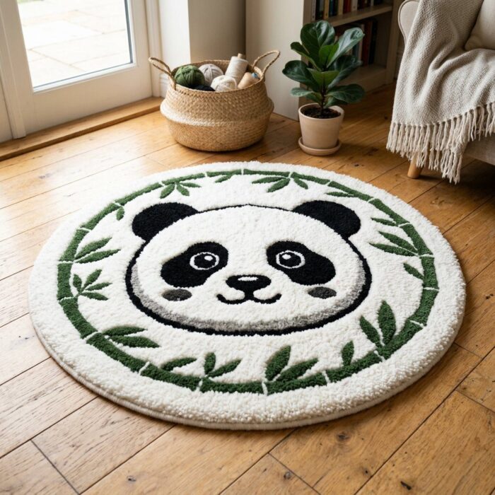 Panda Face Round Rug (3 ft)